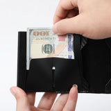 Pink Carbon Fiber texture RFID Wallet - Automatic Pop-Up Card Holder with Aluminium Frame - Slim Minimalist Design for Men, Travel and Daily Use