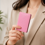 Pink Carbon Fiber texture RFID Wallet - Automatic Pop-Up Card Holder with Aluminium Frame - Slim Minimalist Design for Men, Travel and Daily Use In Australia - Darrahopens