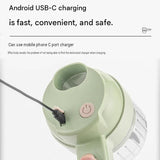 Green Multifunctional Electric Handheld Food Processor - ABS and PP with 201 Stainless Steel Blade - Rechargeable Vegetable Chopper Slicer Garlic Mincer with Cleaning Brush for Kitchen Prep