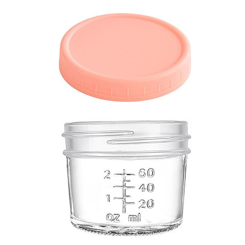 Pink lid 4oz Glass  Storage Jars with Leakproof Lids and Measurement Marks - BPA Free, Microwave and Dishwasher Safe, Ideal for Homemade Purees, Sauce, and Portion Control In Australia - Darrahopens