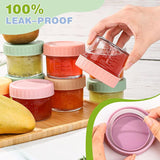 Pink lid 4oz Glass  Storage Jars with Leakproof Lids and Measurement Marks - BPA Free, Microwave and Dishwasher Safe, Ideal for Homemade Purees, Sauce, and Portion Control In Australia - Darrahopens