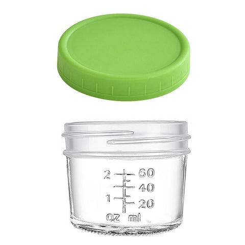 Green lid 4oz Glass  Storage Jars with Leakproof Lids and Measurement Marks - BPA Free, Microwave and Dishwasher Safe, Ideal for Homemade Purees, Sauce, and Portion Control In Australia - Darrahopens
