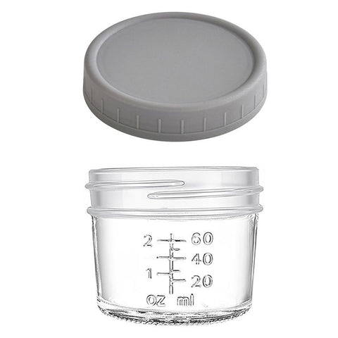 Grey lid 4oz Glass  Storage Jars with Leakproof Lids and Measurement Marks - BPA Free, Microwave and Dishwasher Safe, Ideal for Homemade Purees, Sauce, and Portion Control In Australia - Darrahopens