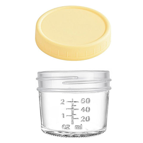 Beige lid 4oz Glass  Storage Jars with Leakproof Lids and Measurement Marks - BPA Free, Microwave and Dishwasher Safe, Ideal for Homemade Purees, Sauce, and Portion Control
