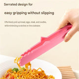 Grey Foldable Nylon Kitchen Tongs - Self-Standing Design with Serrated Grip and Locking Clip - Heat Resistant Food Serving Tool for BBQ, Pasta, Salad and Baking