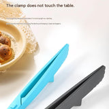 Blue Foldable Nylon Kitchen Tongs - Self-Standing Design with Serrated Grip and Locking Clip - Heat Resistant Food Serving Tool for BBQ, Pasta, Salad and Baking