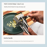 Flat-blade planer grater Stainless Steel Hand Crank Cheese Grater - Rotary Drum Shredder for Cheese, Chocolate and Butter - Ergonomic Handle Kitchen Gadget for Home Cooking and Baking