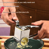 5-6 hole grater planer Stainless Steel Hand Crank Cheese Grater - Rotary Drum Shredder for Cheese, Chocolate and Butter - Ergonomic Handle Kitchen Gadget for Home Cooking and Baking