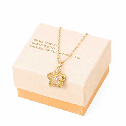 White Rotating Bauhinia Zircon Flower Pendant Necklace - Alloy and Zircon - 15mm Pendant, 40+5cm Chain, Design for Women, Fashionable Collarbone Jewelry Gift In Australia - Darrahopens