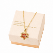Red Rotating Bauhinia Zircon Flower Pendant Necklace - Alloy and Zircon - 15mm Pendant, 40+5cm Chain, Design for Women, Fashionable Collarbone Jewelry Gift In Australia - Darrahopens
