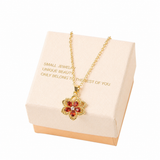 Red Rotating Bauhinia Zircon Flower Pendant Necklace - Alloy and Zircon - 15mm Pendant, 40+5cm Chain, Design for Women, Fashionable Collarbone Jewelry Gift In Australia - Darrahopens