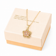 Pink Rotating Bauhinia Zircon Flower Pendant Necklace - Alloy and Zircon - 15mm Pendant, 40+5cm Chain, Design for Women, Fashionable Collarbone Jewelry Gift In Australia - Darrahopens
