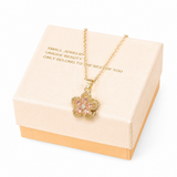 Pink Rotating Bauhinia Zircon Flower Pendant Necklace - Alloy and Zircon - 15mm Pendant, 40+5cm Chain, Design for Women, Fashionable Collarbone Jewelry Gift In Australia - Darrahopens