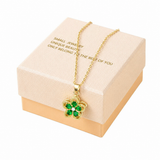 Green Rotating Bauhinia Zircon Flower Pendant Necklace - Alloy and Zircon - 15mm Pendant, 40+5cm Chain, Design for Women, Fashionable Collarbone Jewelry Gift In Australia - Darrahopens