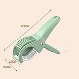 Green Multifunctional Fruit and Vegetable Slicer - Stainless Steel Blades, ABS Handle - One-Press Uniform Slicing for Banana, Cucumber, Ham, Kitchen Prep Tool with Hanging Hook