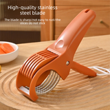 Red Multifunctional Fruit and Vegetable Slicer - Stainless Steel Blades, ABS Handle - One-Press Uniform Slicing for Banana, Cucumber, Ham, Kitchen Prep Tool with Hanging Hook