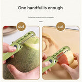 Home Fruit & Vegetable Peeling and Slicing Prep Set-Purple Folding Peeler and Green Fruit Slicer - Portable Stainless Steel Kitchen Tools for Camping, Home Use, and Travel