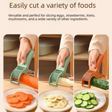 Home Fruit & Vegetable Peeling and Slicing Prep Set-Yellow Folding Peeler and Green Fruit Slicer - Portable Stainless Steel Kitchen Tools for Camping, Home Use, and Travel