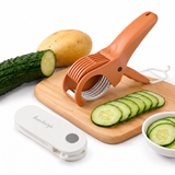 Home Fruit & Vegetable Peeling and Slicing Prep Set-White Folding Peeler and Red Fruit Slicer - Portable Stainless Steel Kitchen Tools for Camping, Home Use, and Travel In Australia - Darrahopens