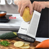 Multifunctional Six-Sided Box Vertical grater - Hollow tubular handle - Stainless Steel Kitchen Tool with Non-Slip Base  for Vegetables, Cheese, and Potatoes
