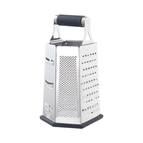 Multifunctional Six-Sided Box Vertical grater- TPR-sleeved handle - Stainless Steel Kitchen Tool with Non-Slip Base  for Vegetables, Cheese, and Potatoes