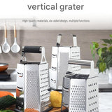 Multifunctional Six-Sided Box Vertical grater- TPR-sleeved handle - Stainless Steel Kitchen Tool with Non-Slip Base  for Vegetables, Cheese, and Potatoes