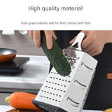 Multifunctional Six-Sided Box Vertical grater- TPR-sleeved handle - Stainless Steel Kitchen Tool with Non-Slip Base  for Vegetables, Cheese, and Potatoes
