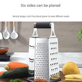 Multifunctional Six-Sided Box Vertical grater- TPR-sleeved handle - Stainless Steel Kitchen Tool with Non-Slip Base  for Vegetables, Cheese, and Potatoes