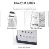 Multifunctional Six-Sided Box Vertical grater- TPR-sleeved handle - Stainless Steel Kitchen Tool with Non-Slip Base  for Vegetables, Cheese, and Potatoes