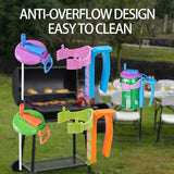 Green Soda Can Lid and Handle Holder Set - Anti-Overflow Plastic Cover with Straw and Suction Cup Grip for 12oz Cans, Portable Drink Accessory for Parties and Travel