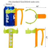 Green Soda Can Lid and Handle Holder Set - Anti-Overflow Plastic Cover with Straw and Suction Cup Grip for 12oz Cans, Portable Drink Accessory for Parties and Travel