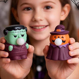3 pce Halloween Squeeze Bubble Toy （Pumpkin witch and Ghost and Green Monster） - PVC Squishy Figures with Pop-Up Bubble, Cute Stress Relief Decor for  Party Favors and Desk Display