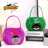 Yellow bag with witch design - Plush Halloween Trick or Treat Candy Bag - Polyester  Tote with Embroidered Face, Lightweight Portable Goody Pouch for  Party Favors and Trick or Treating