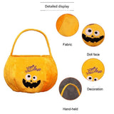 Yellow bag with witch design - Plush Halloween Trick or Treat Candy Bag - Polyester  Tote with Embroidered Face, Lightweight Portable Goody Pouch for  Party Favors and Trick or Treating