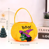 Yellow bag with witch design - Plush Halloween Trick or Treat Candy Bag - Polyester  Tote with Embroidered Face, Lightweight Portable Goody Pouch for  Party Favors and Trick or Treating