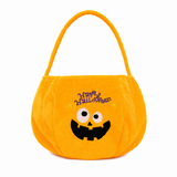 Yellow bag with a pumpkin pattern - Plush Halloween Trick or Treat Candy Bag - Polyester  Tote with Embroidered Face, Lightweight Portable Goody Pouch for  Party Favors and Trick or Treating