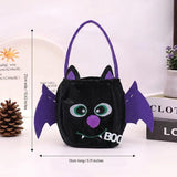 Bat-shaped black bag - Plush Halloween Trick or Treat Candy Bag - Polyester  Tote with Embroidered Face, Lightweight Portable Goody Pouch for  Party Favors and Trick or Treating