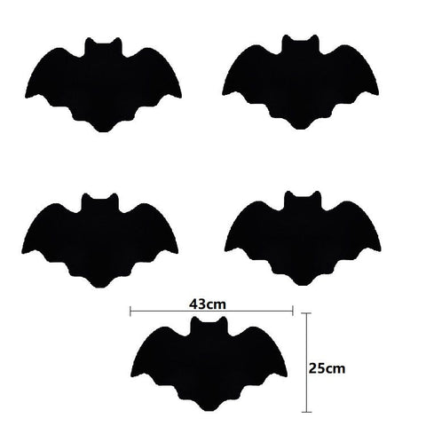 5-pieces 43*25cm Halloween bat-shaped mat - Felt Non-Slip Heat Resistant Table Mat for Party Dining and Gothic Home Deco
