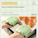 Silicone Heat Resistant Oven Mitts - Cute Crocodile Design Non-Slip Grip for Baking Steaming Microwave - Safe Hot Dish Handling Kitchen Tool
