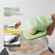 Silicone Heat Resistant Oven Mitts - Cute Crocodile Design Non-Slip Grip for Baking Steaming Microwave - Safe Hot Dish Handling Kitchen Tool