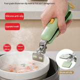 Anti-Scald Dish Lifter and Bowl Gripper Set - Adjustable Silicone Grip Stainless Steel Kitchen Tool for Steamer Oven Microwave Safe Hot Plate Removal
