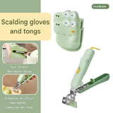 Cute Crocodile shape Kitchen Heat Resistant Set - Silicone Oven Mitts and Non-Slip Bowl Clip - Stainless Steel Anti-Scald Dish Lifter for Steamer and Baking, Space Saving Storage In Australia - Darrahopens