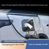 Black Magnetic EV Charging Port Rain Cover - Waterproof PVC Shield with Soft Magnetic Strip for Outdoor Charging Protection, Universal Fit for Electric Vehicles, Dust and Weather Resistant