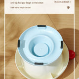 White and Blue Elevated Pet Food Bowl - Stainless Steel Insert, Non-Slip Base, Wide Mouth Design, Ergonomic Neck Protection for Cats and Small Dogs