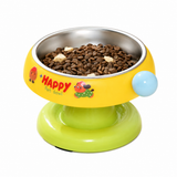 Yellow and Green Elevated Pet Food Bowl - Stainless Steel Insert, Non-Slip Base, Wide Mouth Design, Ergonomic Neck Protection for Cats and Small Dogs In Australia - Darrahopens