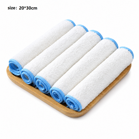 5-pcs 20*30cm Bamboo Fiber Kitchen Dishcloth - Non-Stick Oil Resistant Cleaning Cloth, Soft Absorbent Reusable Wipe for Washing Dishes and Countertops