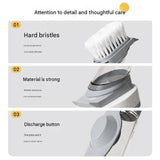 Grey Long Handle Liquid Dispensing Dish Brush（1 brush head） - TPR and PP Construction - Press Button Soap Release,  Non Slip Grip, Kitchen Pot Pan Sink Cleaning Tool