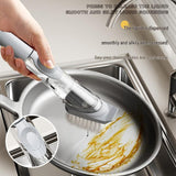 Grey Long Handle Liquid Dispensing Dish Brush（1 brush head+1 sponge brush head） - TPR and PP Construction - Press Button Soap Release,  Non Slip Grip, Kitchen Pot Pan Sink Cleaning Tool In Australia - Darrahopens