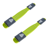 2 pcs Green Adjustable Measuring Spoon - 9 Level Dual Head Kitchen Scale for Baking and Coffee - ABS Material, Clear ML and G Markings, Space Saving Design, Precise Ingredient Control
