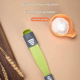 2 pcs Green Adjustable Measuring Spoon - 9 Level Dual Head Kitchen Scale for Baking and Coffee - ABS Material, Clear ML and G Markings, Space Saving Design, Precise Ingredient Control In Australia - Darrahopens